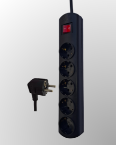 Model elipsa, crna, sa provodnikom, sa prekidačem i 5 utičnih mesta